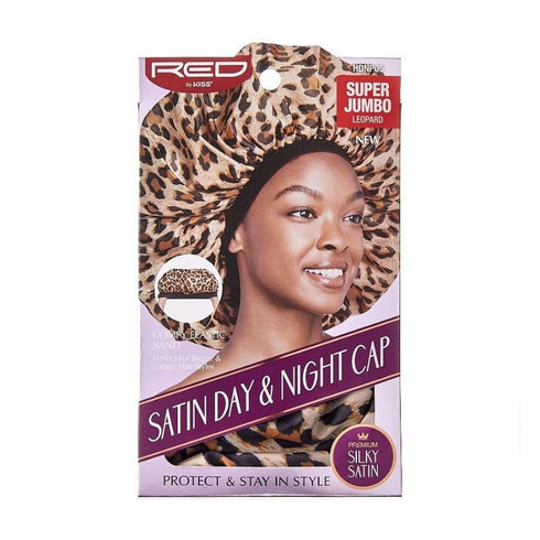 RED BY KISS SATIN DAY & NIGHT CAP - LEOPARD SJ (HDNP05)